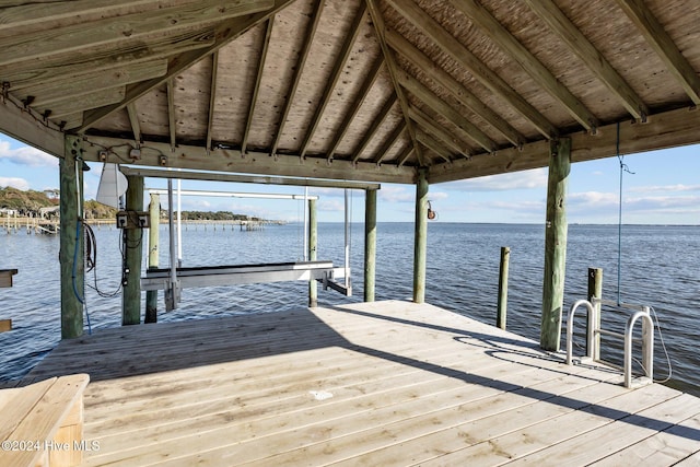 dock area featuring a water view