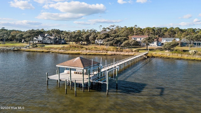 view of dock featuring a water view