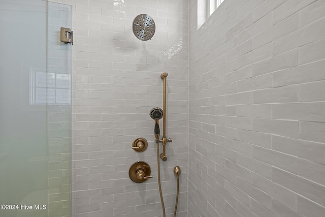 interior details with tiled shower