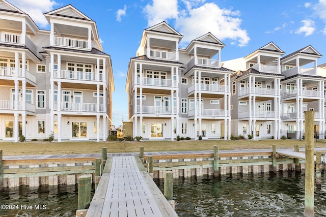 exterior space featuring a water view