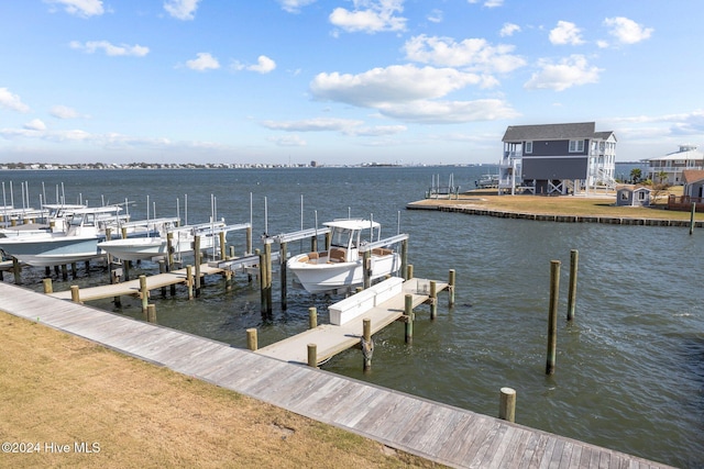 view of dock featuring a water view