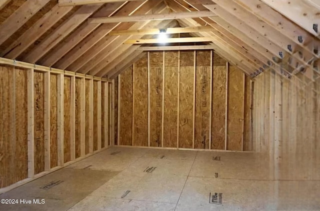 view of unfinished attic