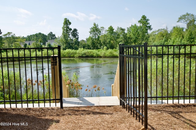 gate featuring a water view