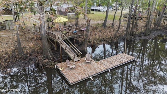 view of dock featuring a water view