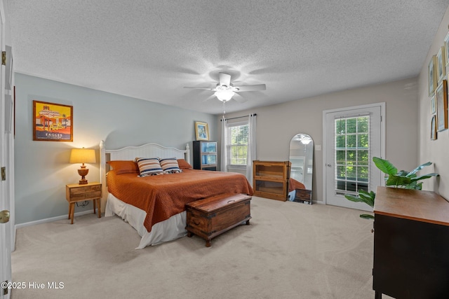 212 Outrigger Rd, New Bern, NC 28562 - bedroom featuring carpet floors, a textured ceiling, and ceiling fan