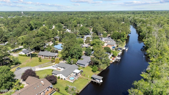 212 Outrigger Rd, New Bern, NC 28562 - view of property location with a heavily wooded area, a large body of water, and nearby suburban area