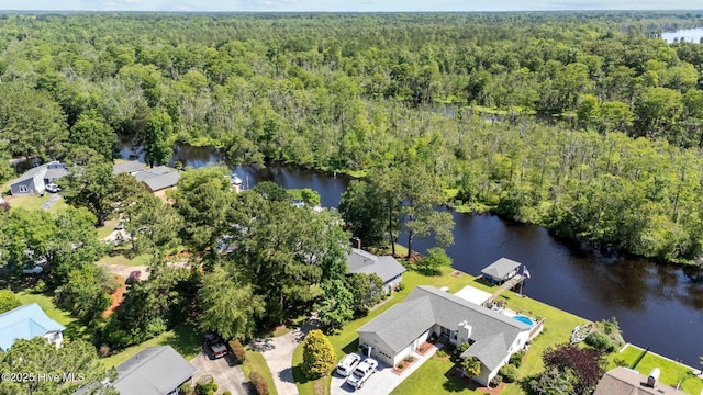 212 Outrigger Rd, New Bern, NC 28562 - bird's eye view of a forest and a nearby body of water