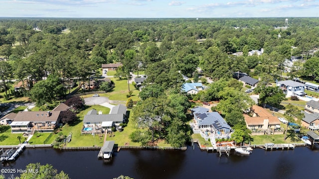 212 Outrigger Rd, New Bern, NC 28562 - view of property location with nearby suburban area, a forest, and a nearby body of water