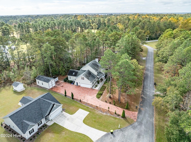 74 Driftwood Ct, Arapahoe, NC 28510 - aerial view of property and surrounding area with a heavily wooded area