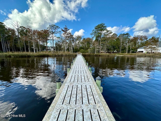 view of dock featuring a water view