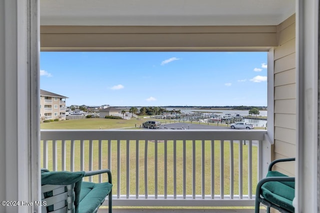 balcony with a water view