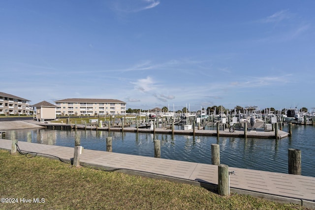 dock area featuring a water view