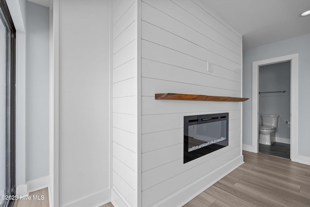 interior details with baseboards and wood finished floors