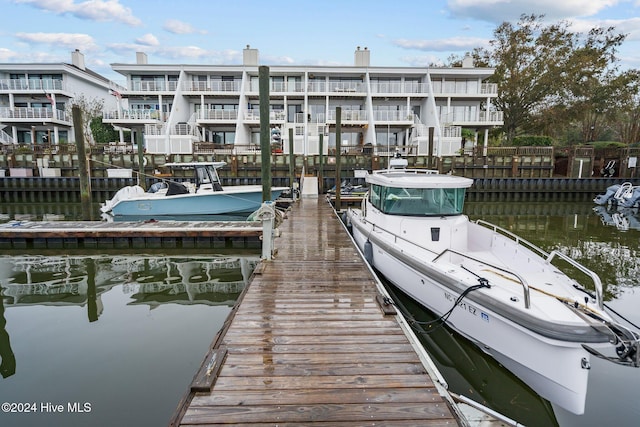 view of dock featuring a water view