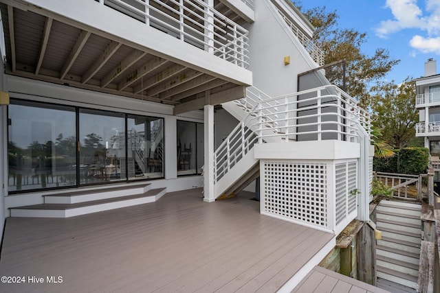 wooden deck with stairway