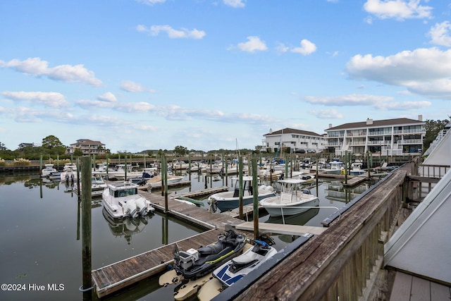 view of dock featuring a water view