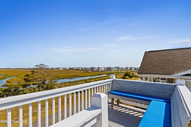 deck with a water view