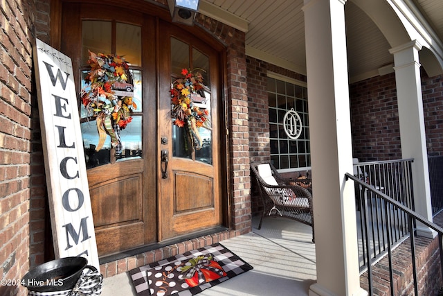 entrance to property featuring french doors