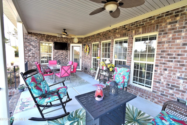 view of patio with ceiling fan