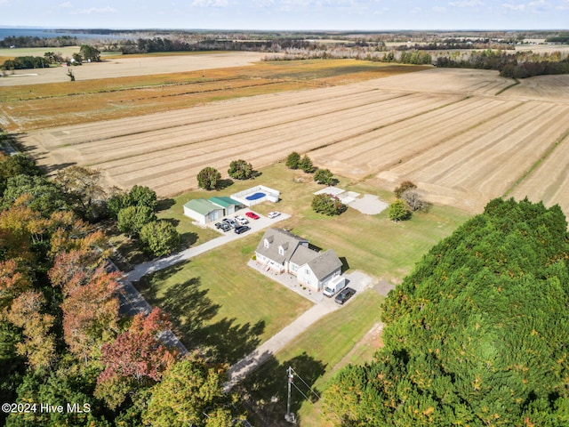 birds eye view of property with a rural view