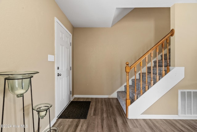 foyer entrance featuring wood-type flooring