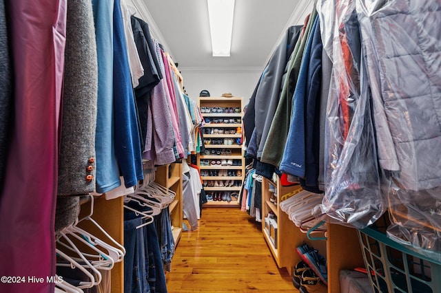 spacious closet with hardwood / wood-style floors