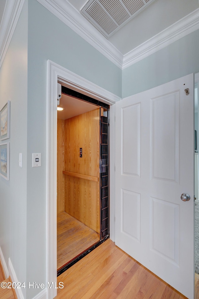 view of sauna / steam room with hardwood / wood-style floors