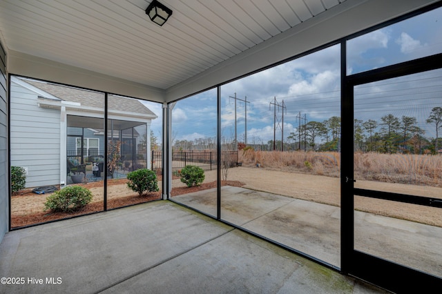 view of unfurnished sunroom