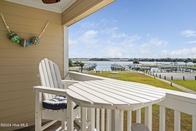 balcony with a water view