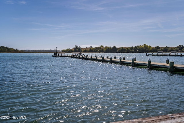 dock area featuring a water view