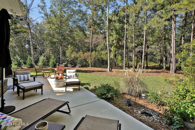 view of patio featuring an outdoor hangout area