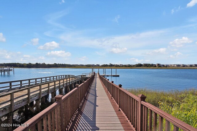 view of dock featuring a water view