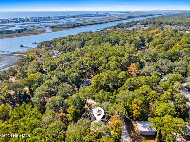 bird's eye view featuring a water view