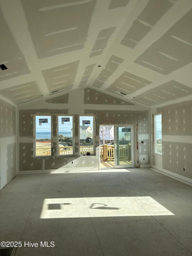 spare room with a wealth of natural light and lofted ceiling