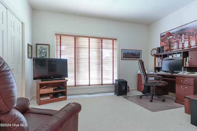 view of carpeted office space