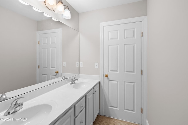 bathroom with vanity and tile patterned flooring