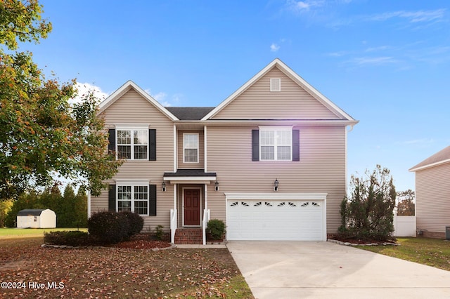 front of property featuring a garage