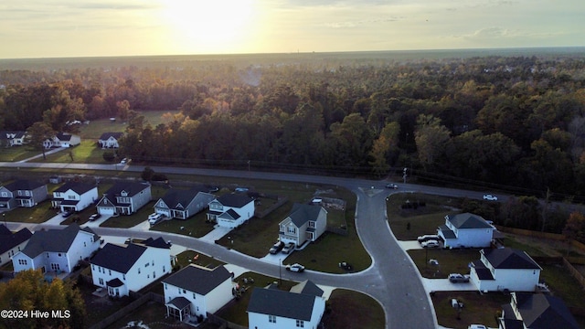 view of aerial view at dusk