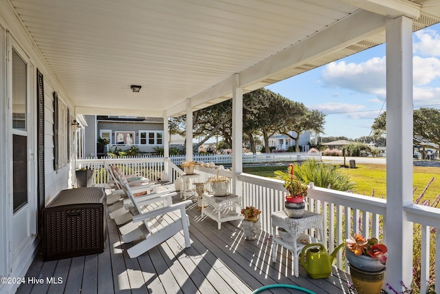 deck featuring covered porch