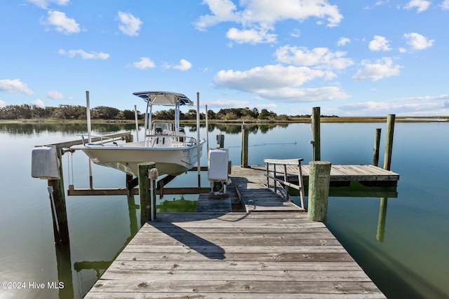 dock area featuring a water view