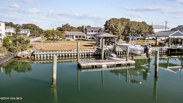 dock area featuring a water view