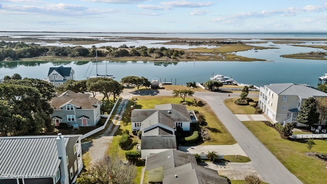 bird's eye view featuring a water view