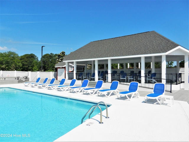 view of pool featuring a patio