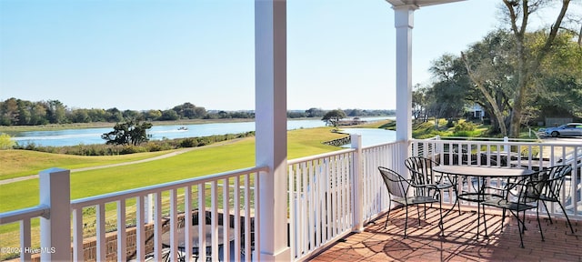 balcony with a water view