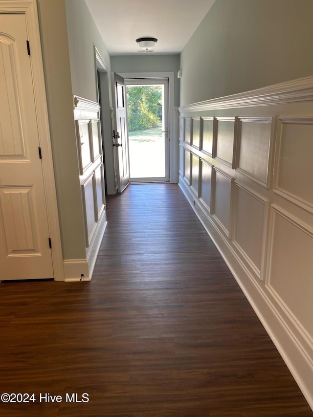 hallway featuring dark hardwood / wood-style floors