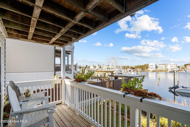 balcony with a water view