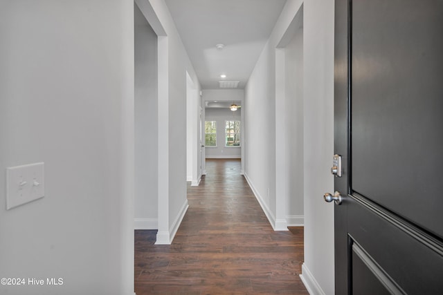 hall featuring dark hardwood / wood-style flooring