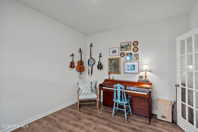 home office featuring hardwood / wood-style flooring