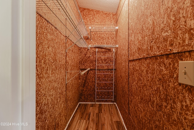 spacious closet featuring lofted ceiling and hardwood / wood-style flooring