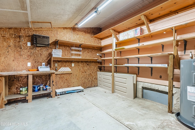 storage area with electric water heater